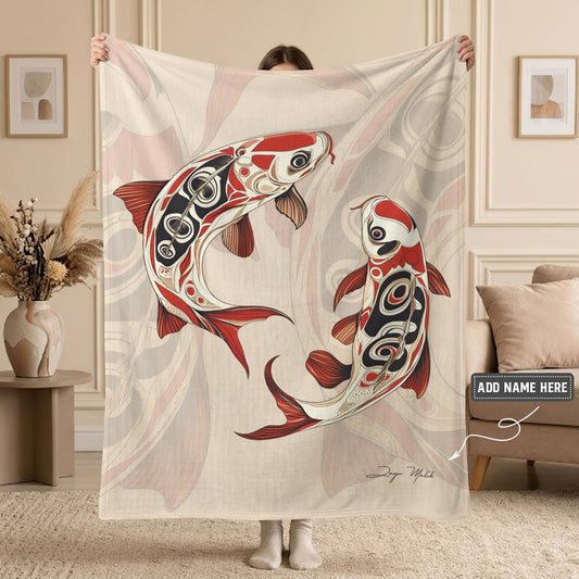 Sacred Koi Harmony Personalized Premium Blanket