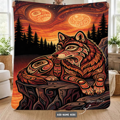 Moonlit Wolf Guardian Personalized Premium Blanket