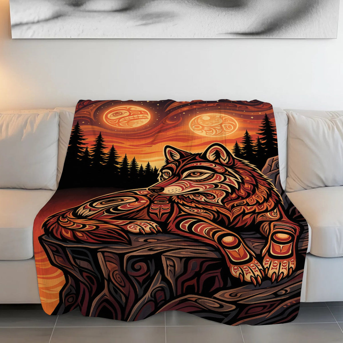 Moonlit Wolf Guardian Personalized Premium Blanket