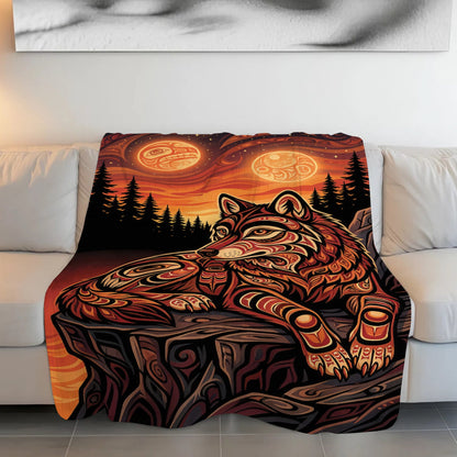 Moonlit Wolf Guardian Personalized Premium Blanket
