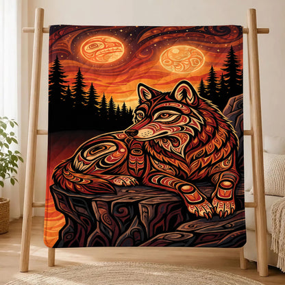 Moonlit Wolf Guardian Personalized Premium Blanket