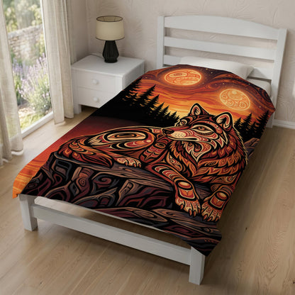 Moonlit Wolf Guardian Personalized Premium Blanket