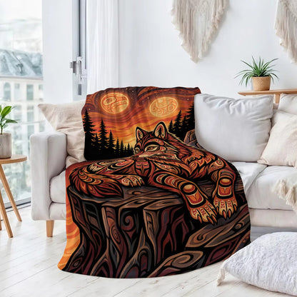 Moonlit Wolf Guardian Personalized Premium Blanket