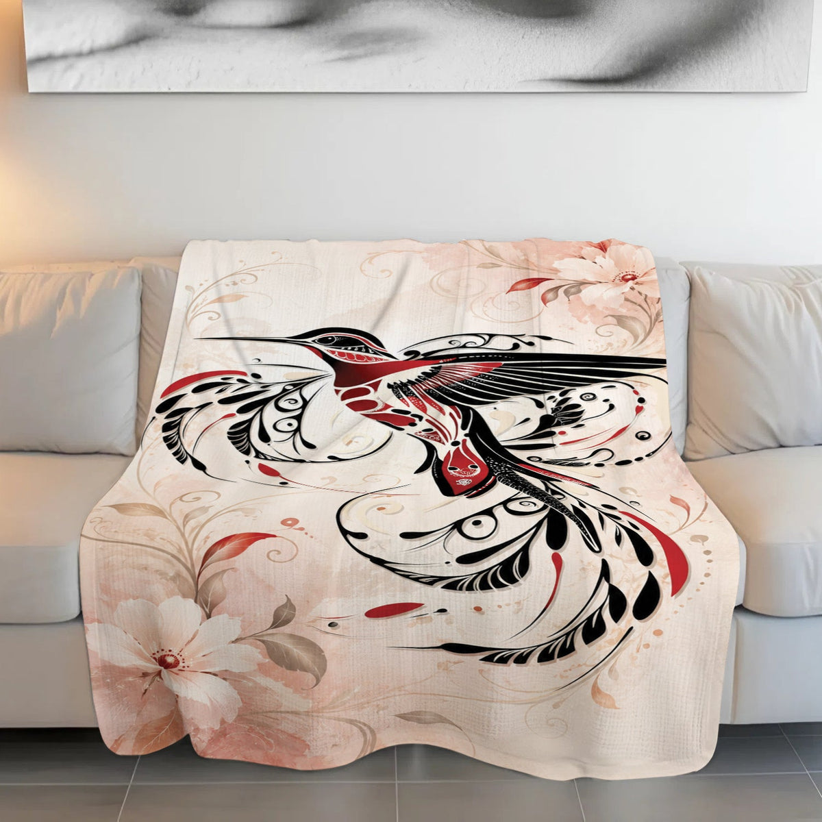 Crimson Hummingbird Flight Personalized Premium Blanket