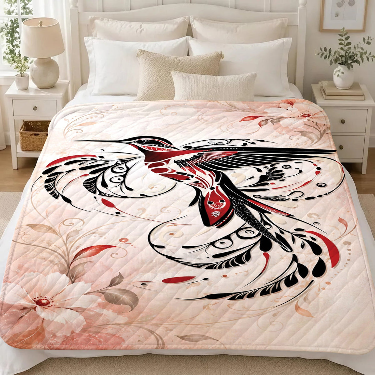 Crimson Hummingbird Flight Personalized Premium Blanket