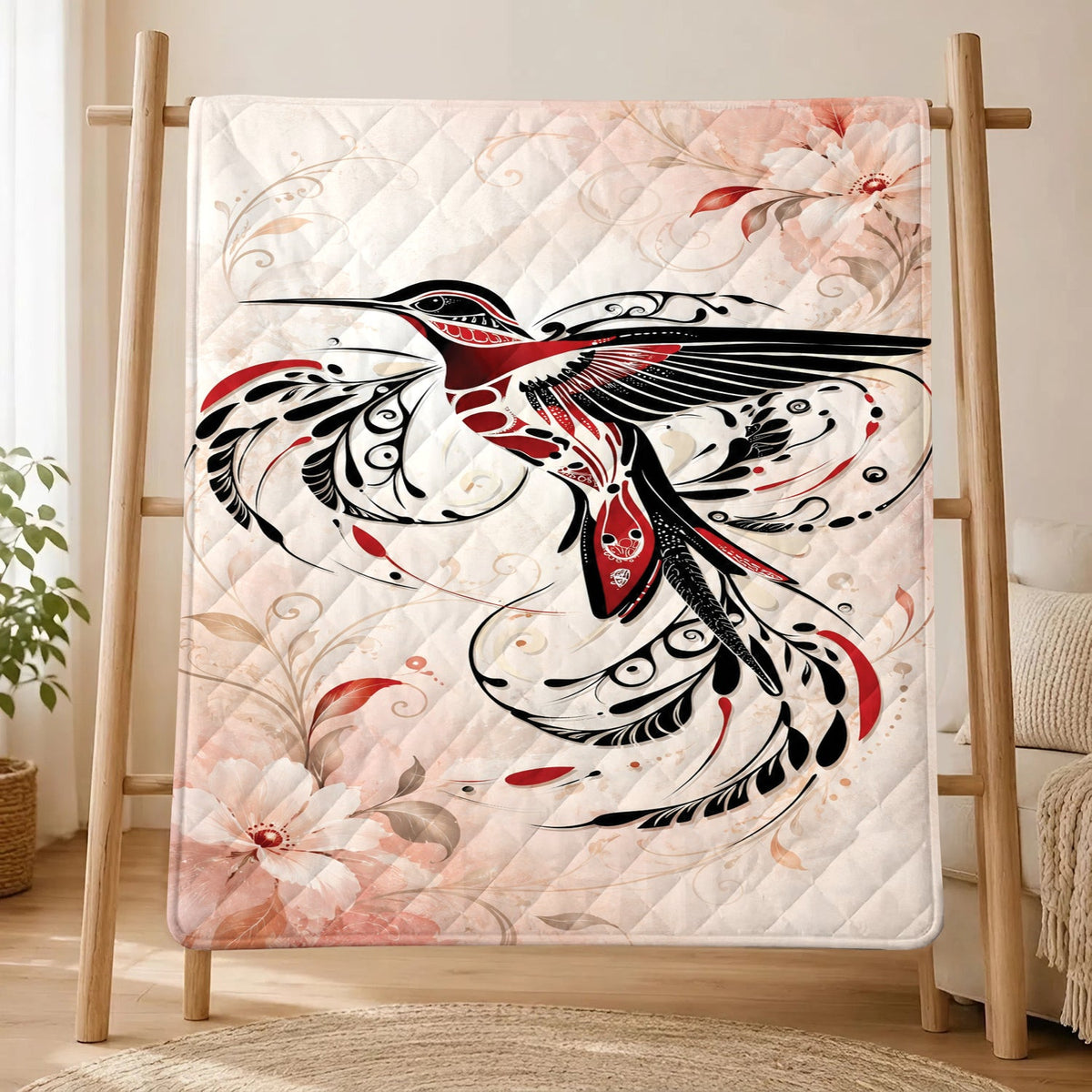 Crimson Hummingbird Flight Personalized Premium Blanket