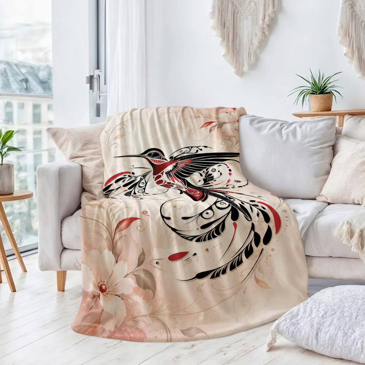 Crimson Hummingbird Flight Personalized Premium Blanket