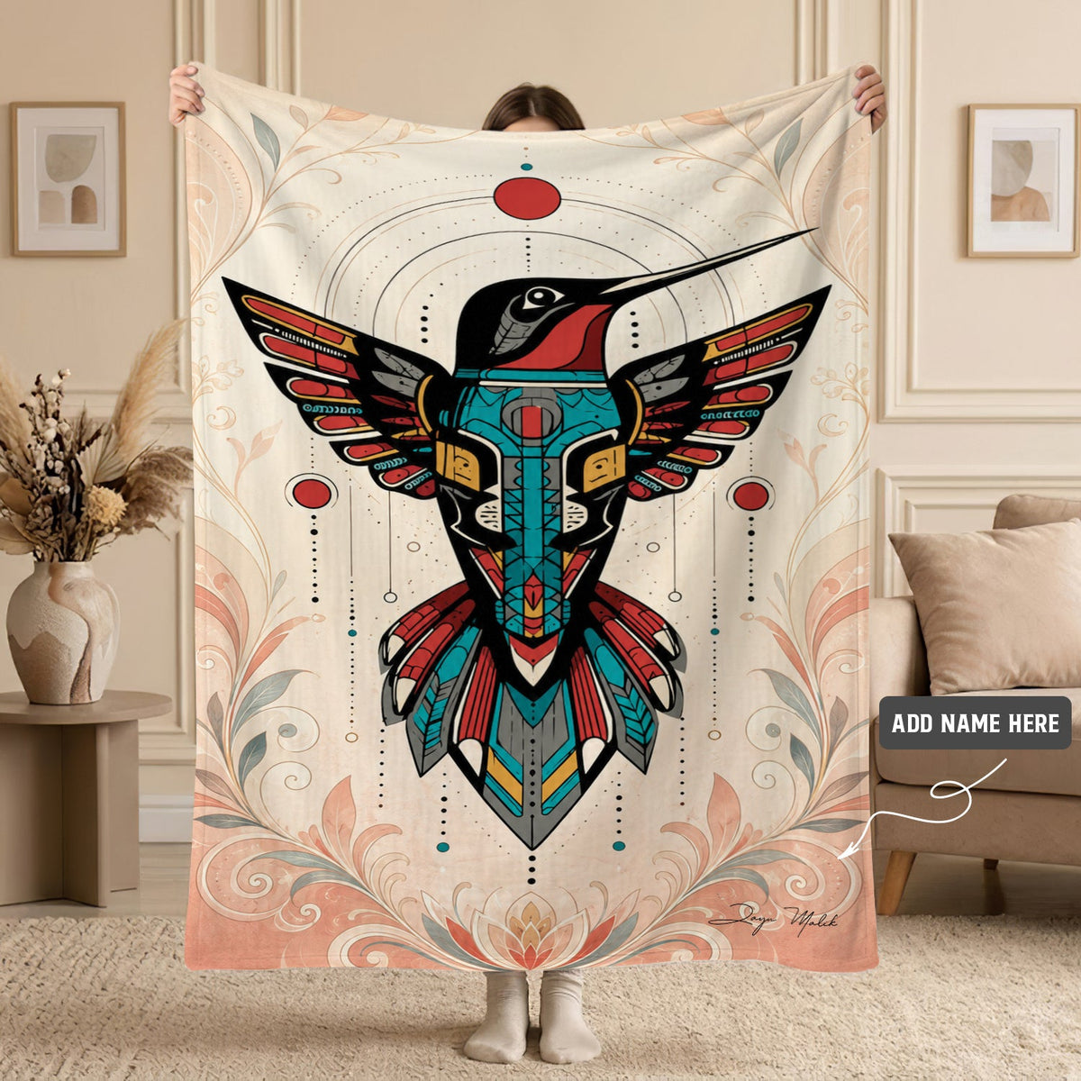 Celestial Hummingbird Legacy Personalized Premium Blanket