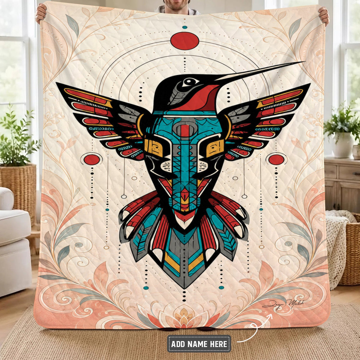 Celestial Hummingbird Legacy Personalized Premium Blanket
