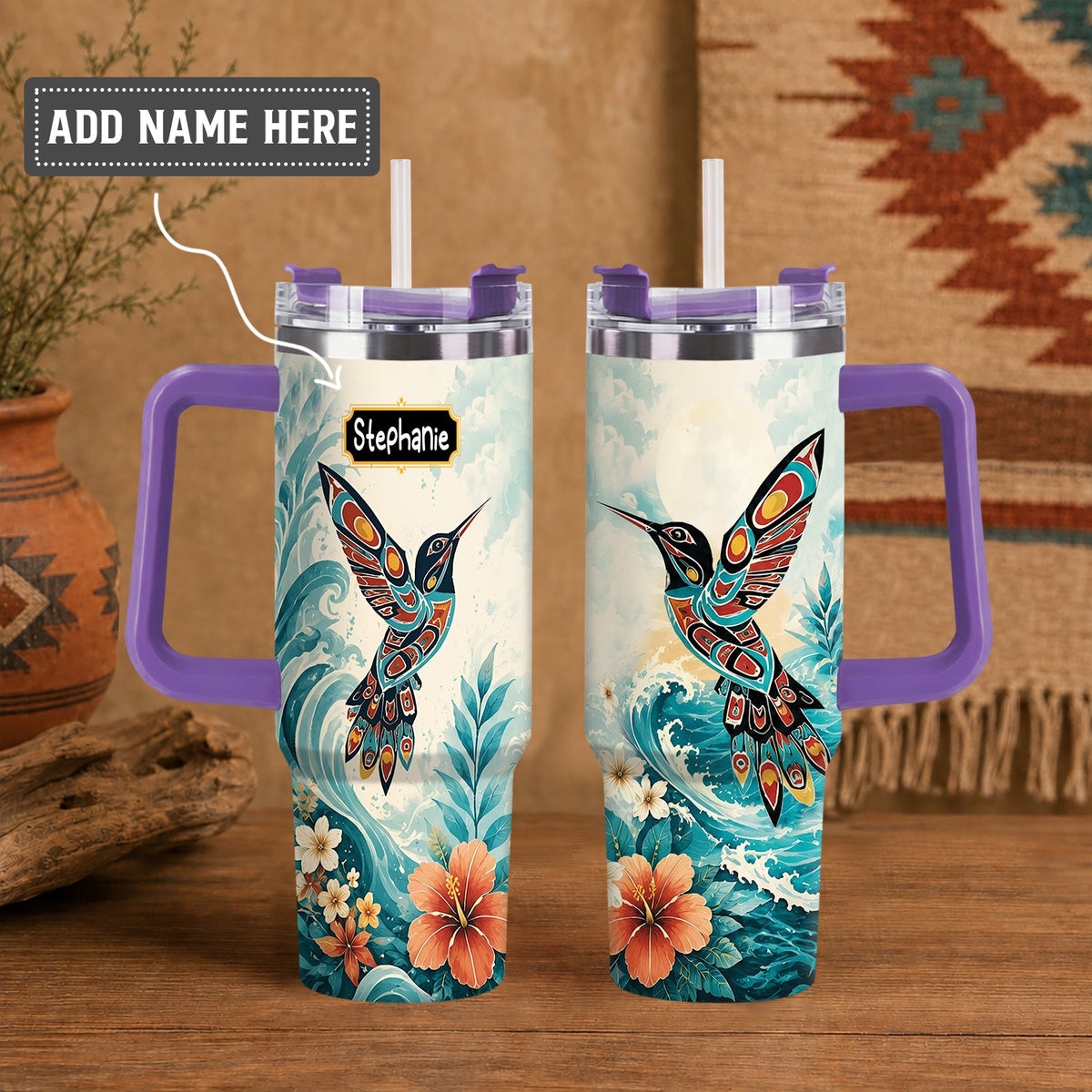 Tropical Hummingbird Dream Personalized Tumbler