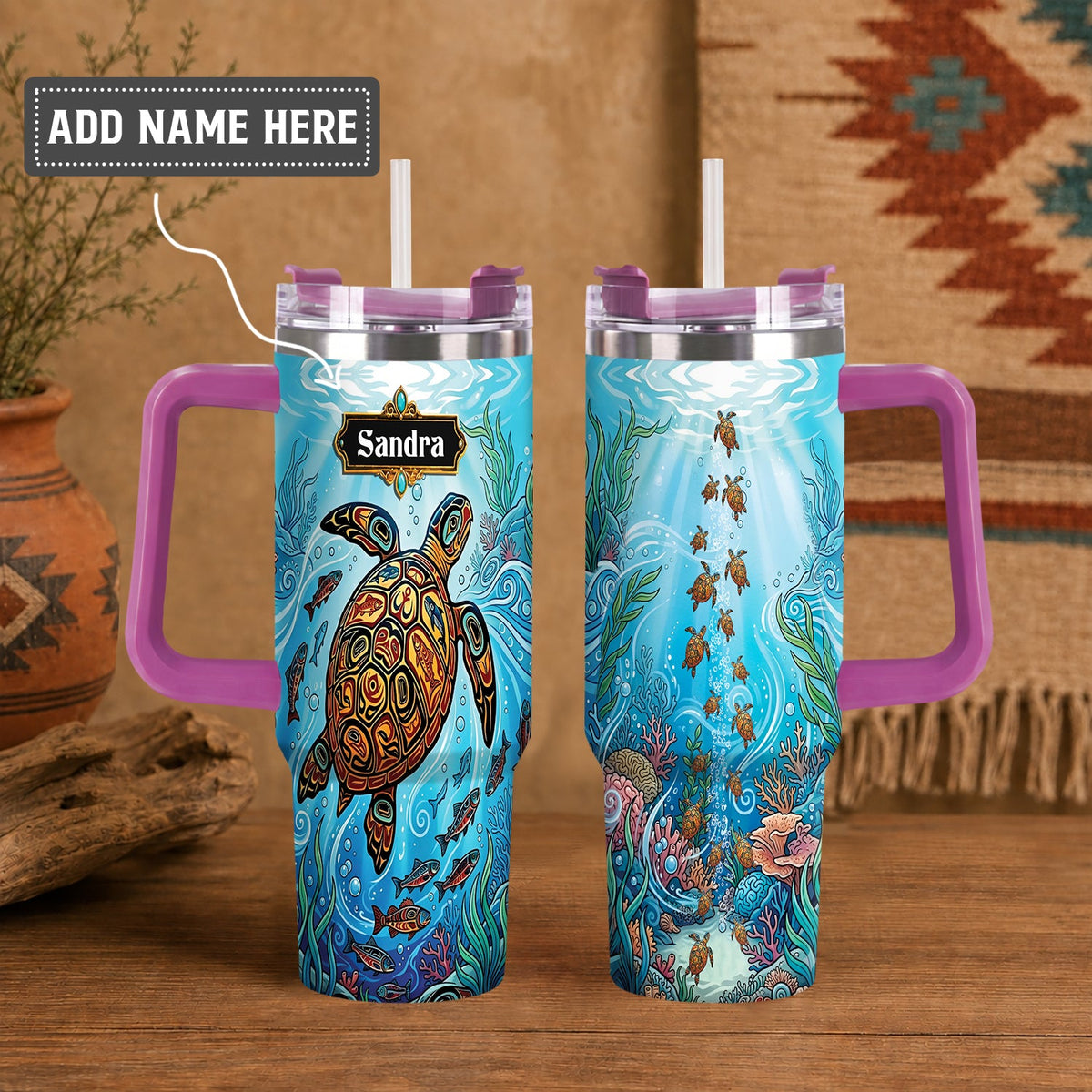 Sea Turtle Paradise Personalized Tumbler