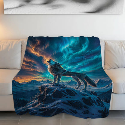Celestial Wolf Howl Personalized Premium Blanket
