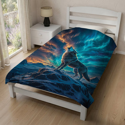 Celestial Wolf Howl Personalized Premium Blanket