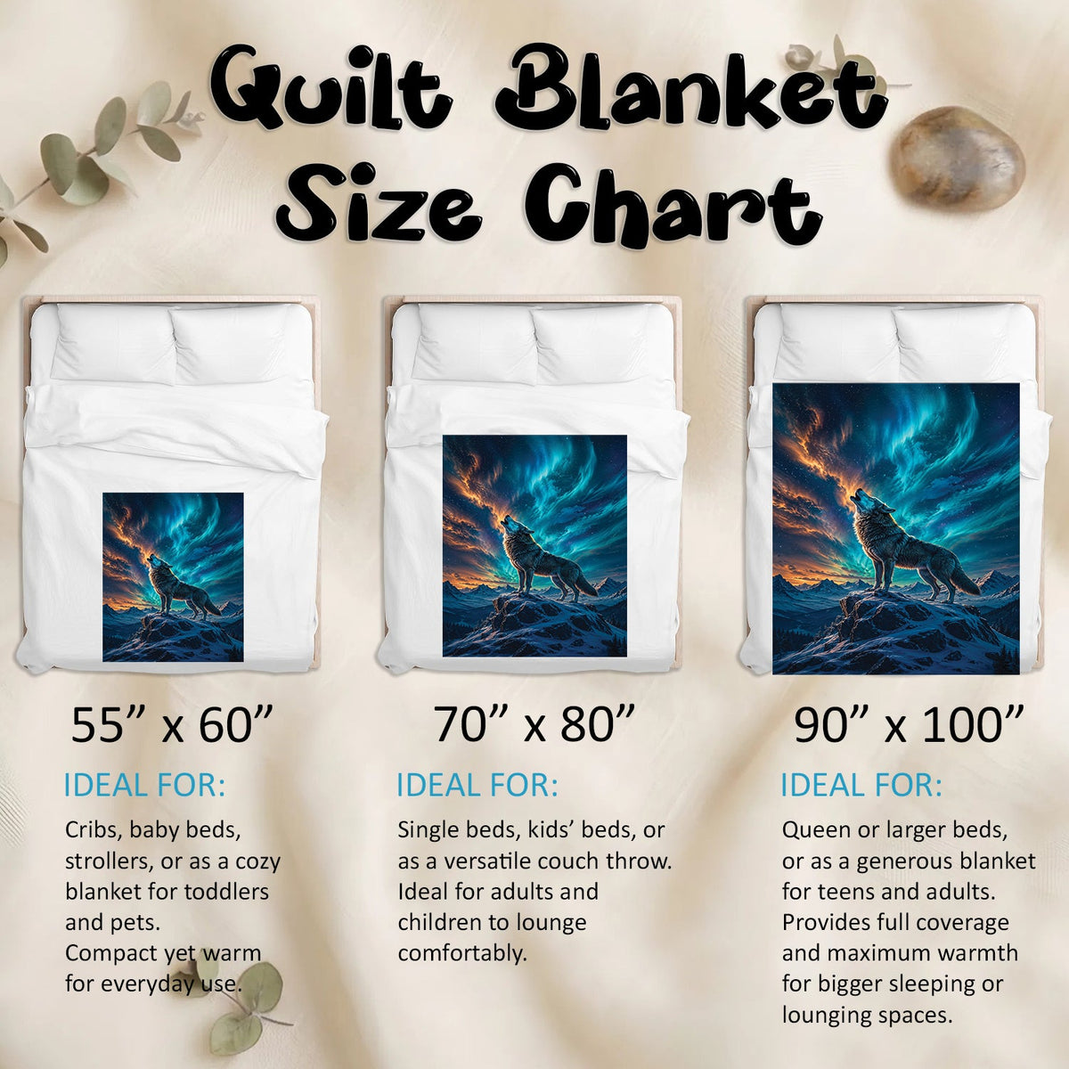 Celestial Wolf Howl Personalized Premium Blanket