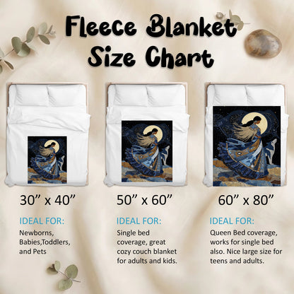 Moonlit Wolf Woman Personalized Premium Blanket