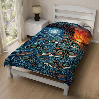 Moonlit Orca Journey Personalized Premium Blanket