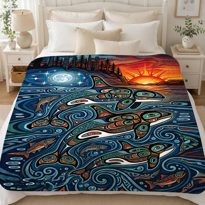 Moonlit Orca Journey Personalized Premium Blanket
