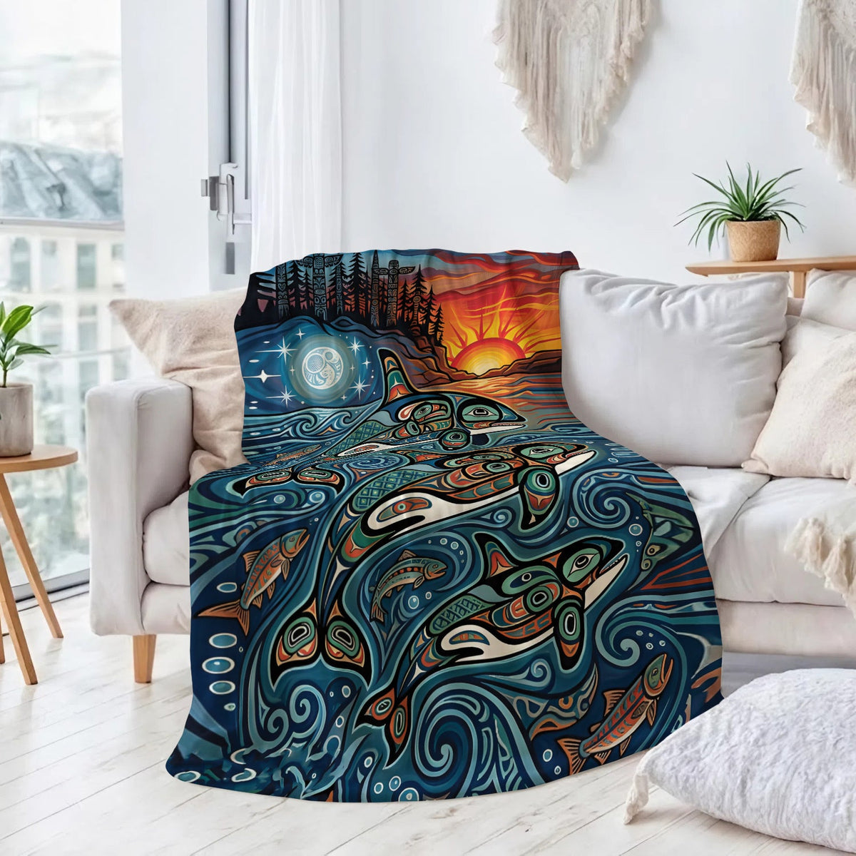 Moonlit Orca Journey Personalized Premium Blanket