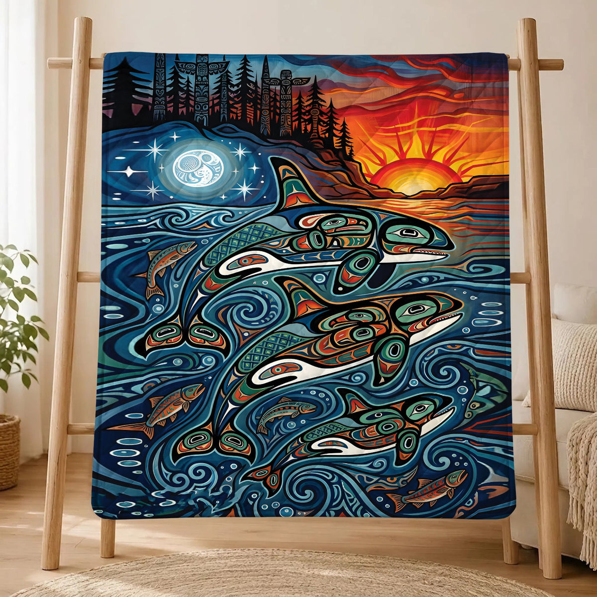 Moonlit Orca Journey Personalized Premium Blanket