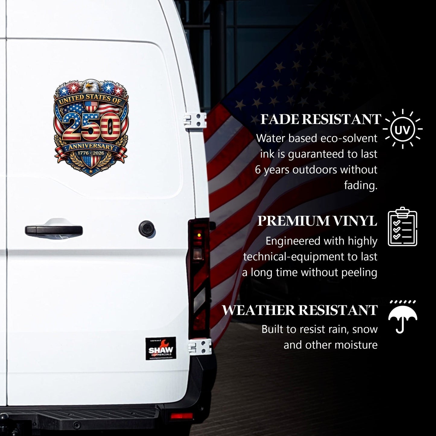 USA 250th Anniversary Eagle Decal – American Flag 1776-2026 Patriot Sticker for Car