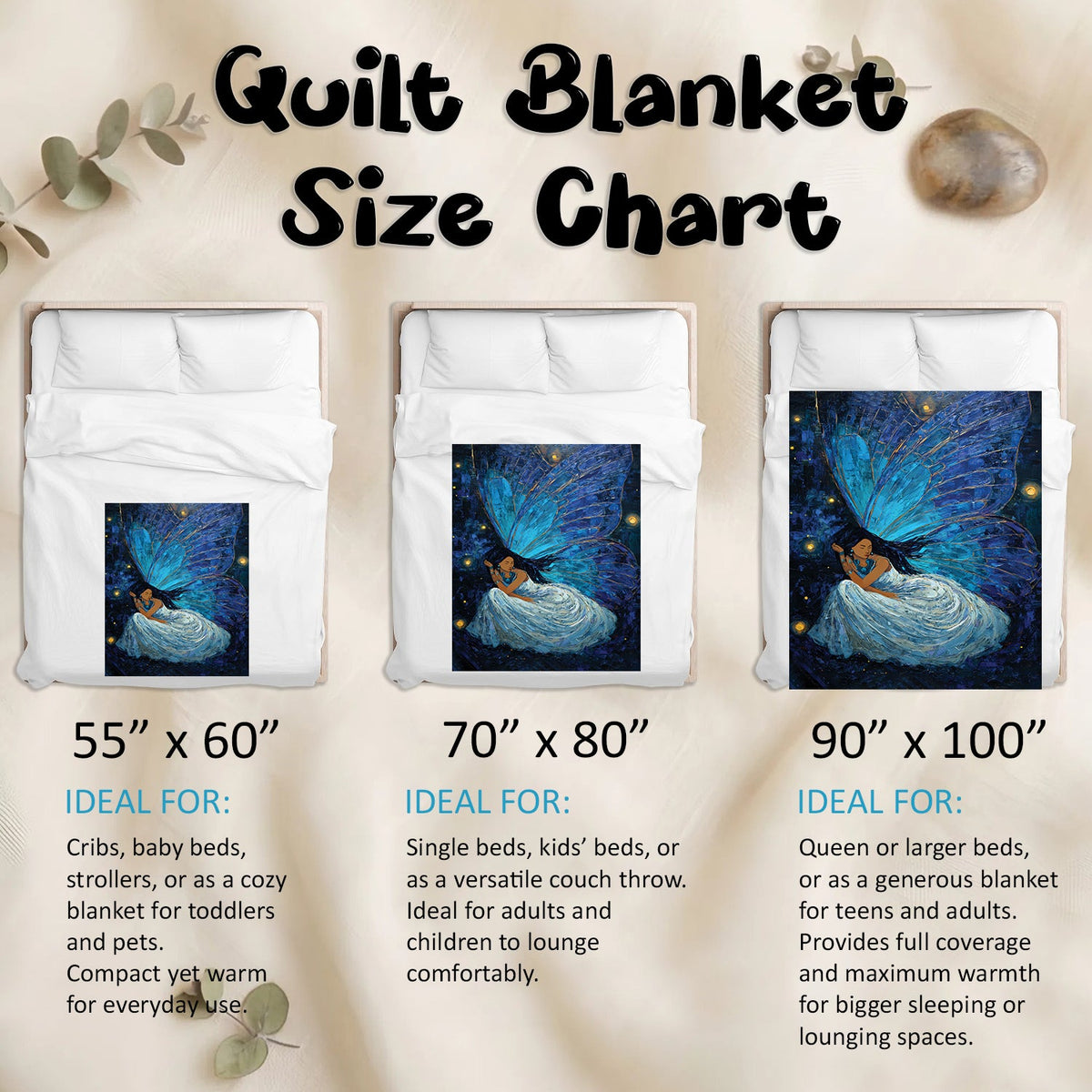 Azure Butterfly Woman Personalized Premium Blanket