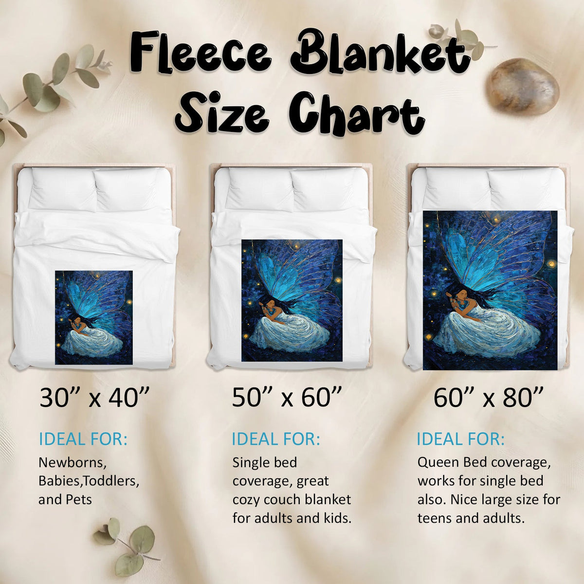 Azure Butterfly Woman Personalized Premium Blanket