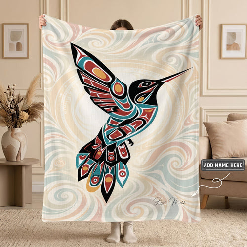 Crimson Hummingbird Grace Personalized Premium Blanket