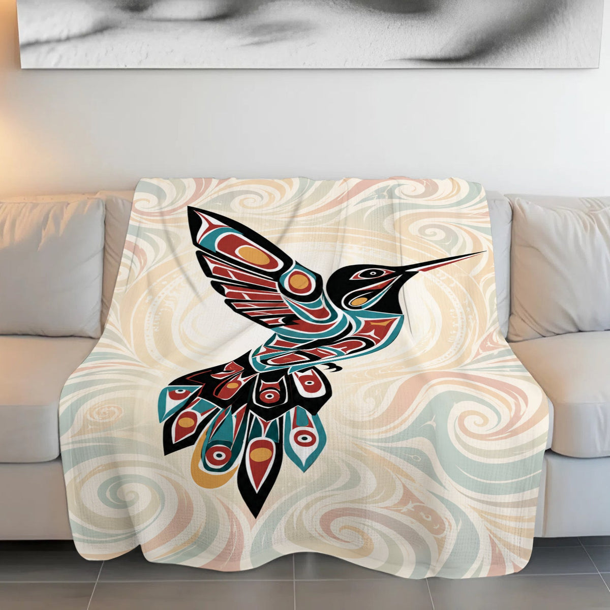 Crimson Hummingbird Grace Personalized Premium Blanket