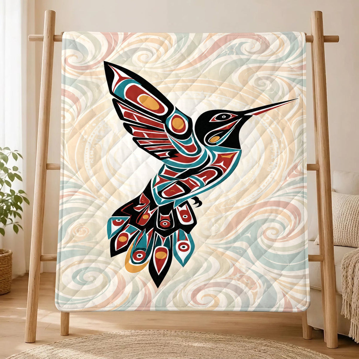 Crimson Hummingbird Grace Personalized Premium Blanket