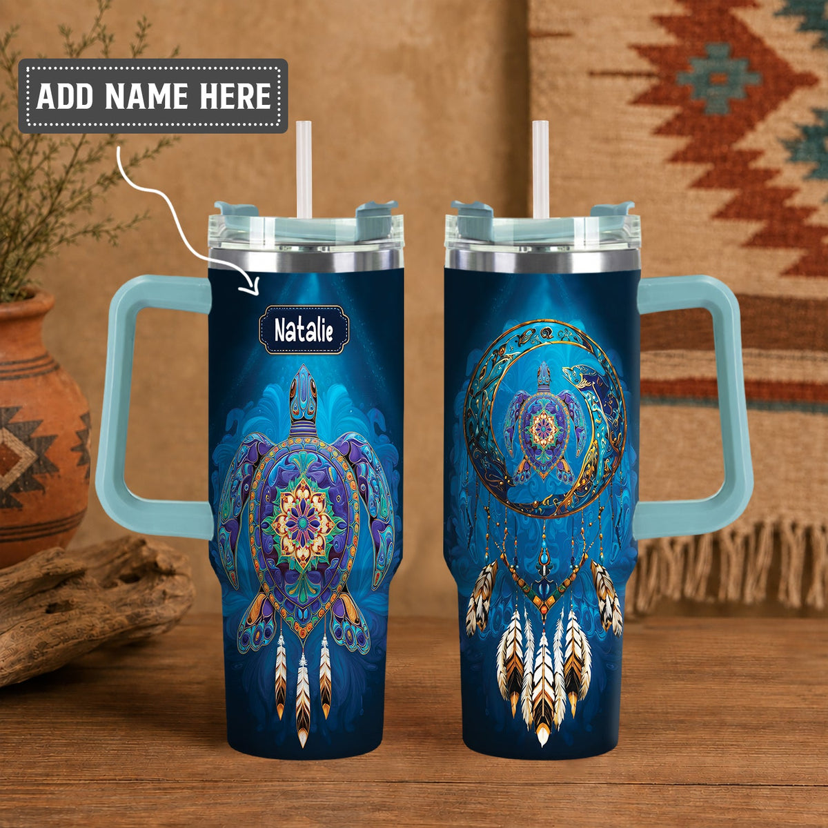 Turtle Dreamcatcher Harmony Personalized Tumbler