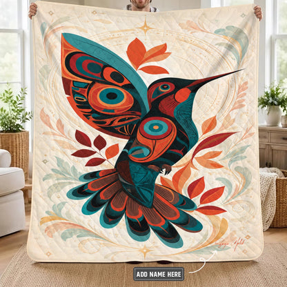 Hummingbird Ember Bloom Personalized Premium Blanket