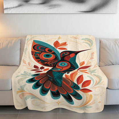 Hummingbird Ember Bloom Personalized Premium Blanket