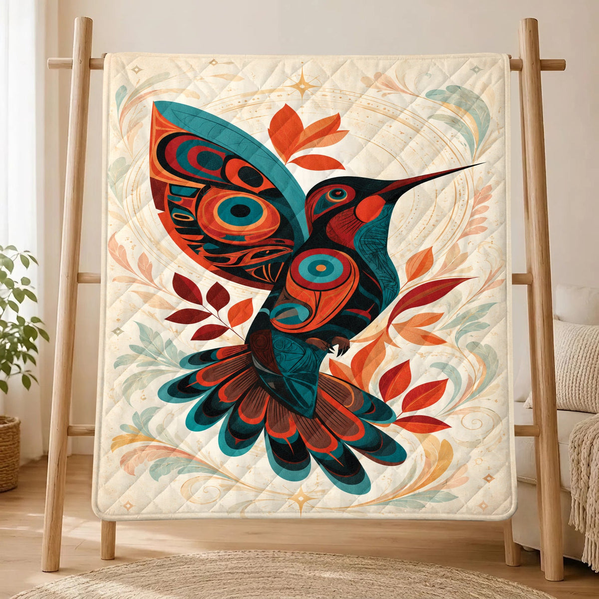 Hummingbird Ember Bloom Personalized Premium Blanket