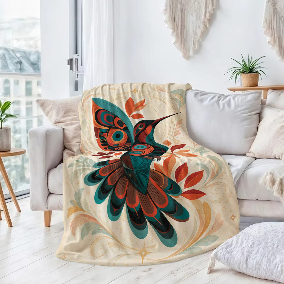 Hummingbird Ember Bloom Personalized Premium Blanket
