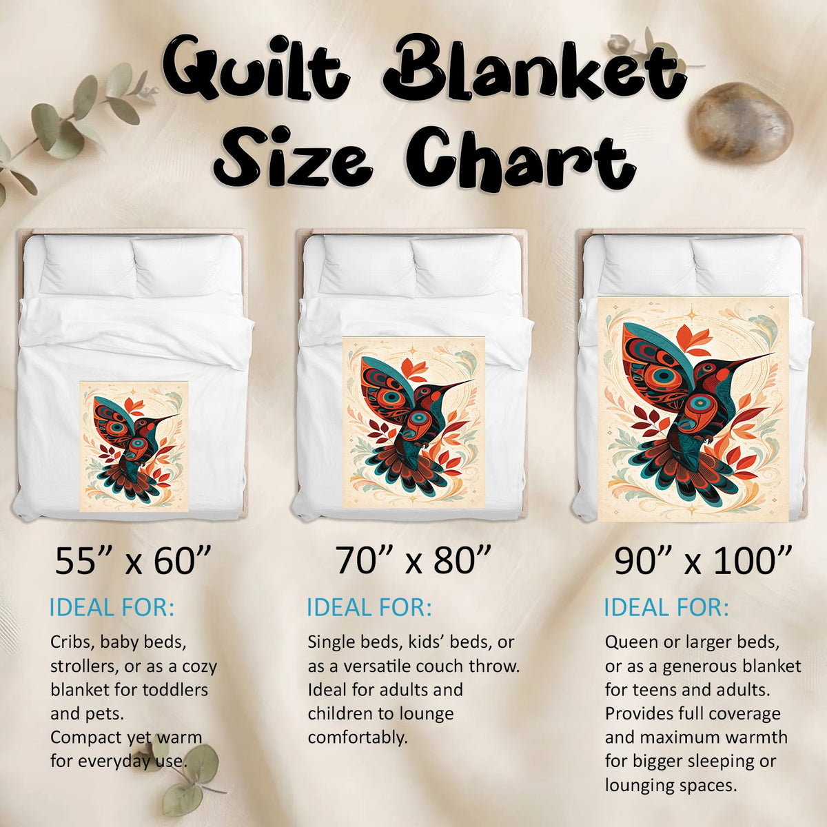 Hummingbird Ember Bloom Personalized Premium Blanket