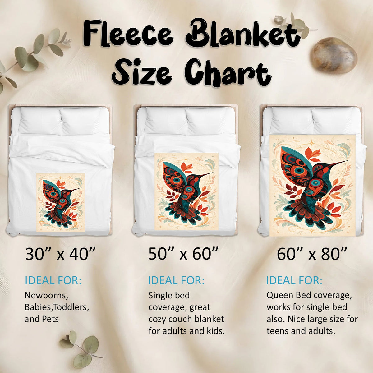 Hummingbird Ember Bloom Personalized Premium Blanket
