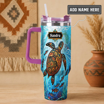 Sacred Turtle Ocean Personalized Tumbler
