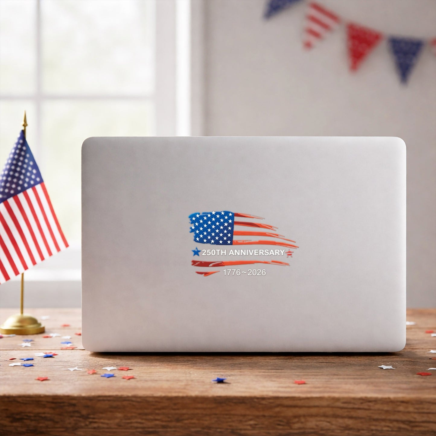 250 Years of America Flag Decal – 1776-2026 Semi-Centennial Car Window Sticker