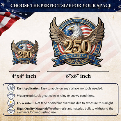 American Eagle 250th Anniversary Decal – 1776-2026 USA Commemoration Sticker for Car