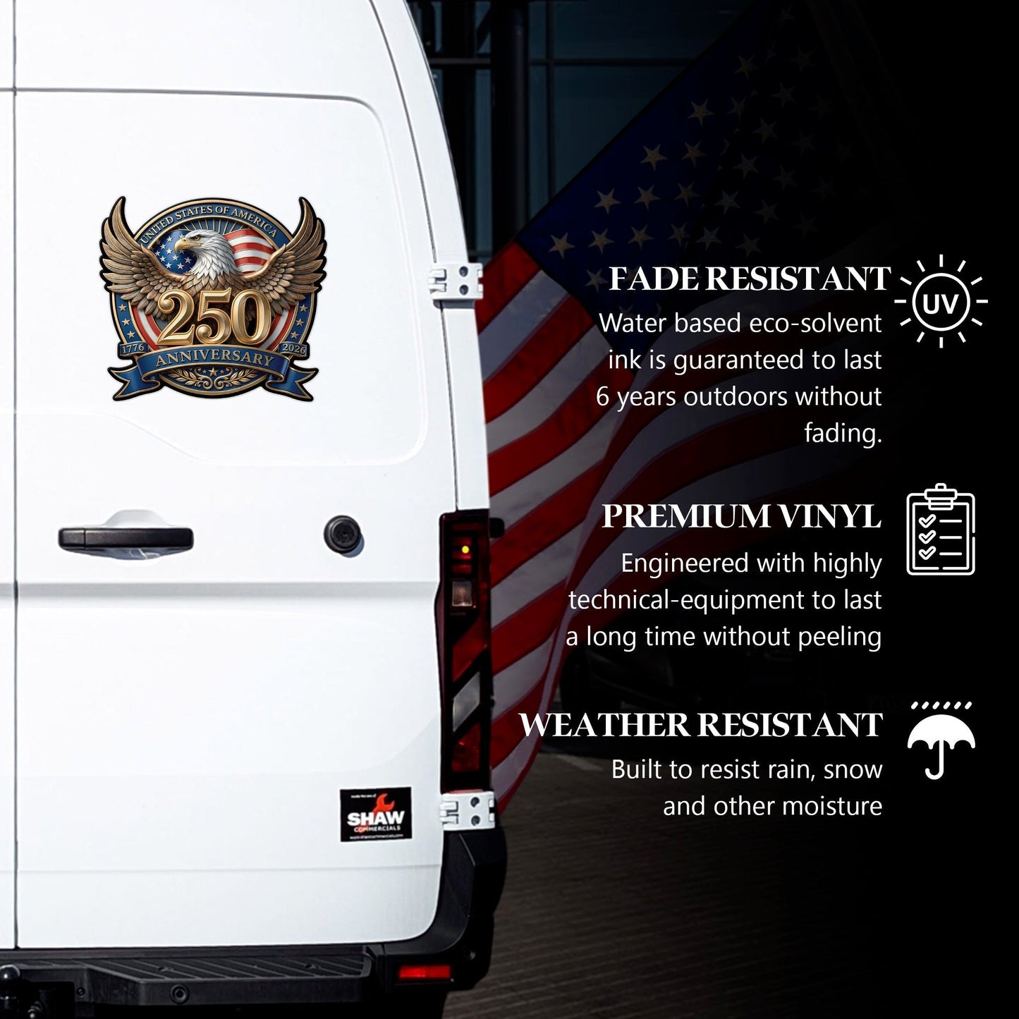 American Eagle 250th Anniversary Decal – 1776-2026 USA Commemoration Sticker for Car