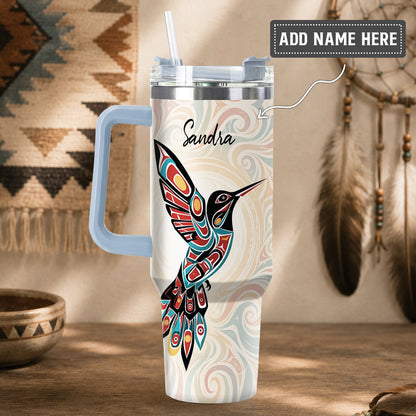 Crimson Hummingbird Grace Personalized Tumbler