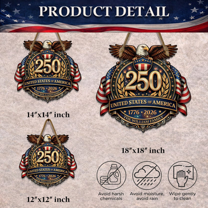 Custom Wood Sign - Personalized America 250th Anniversary Gifts For Mom, Dad, Brother, Sister, Kids