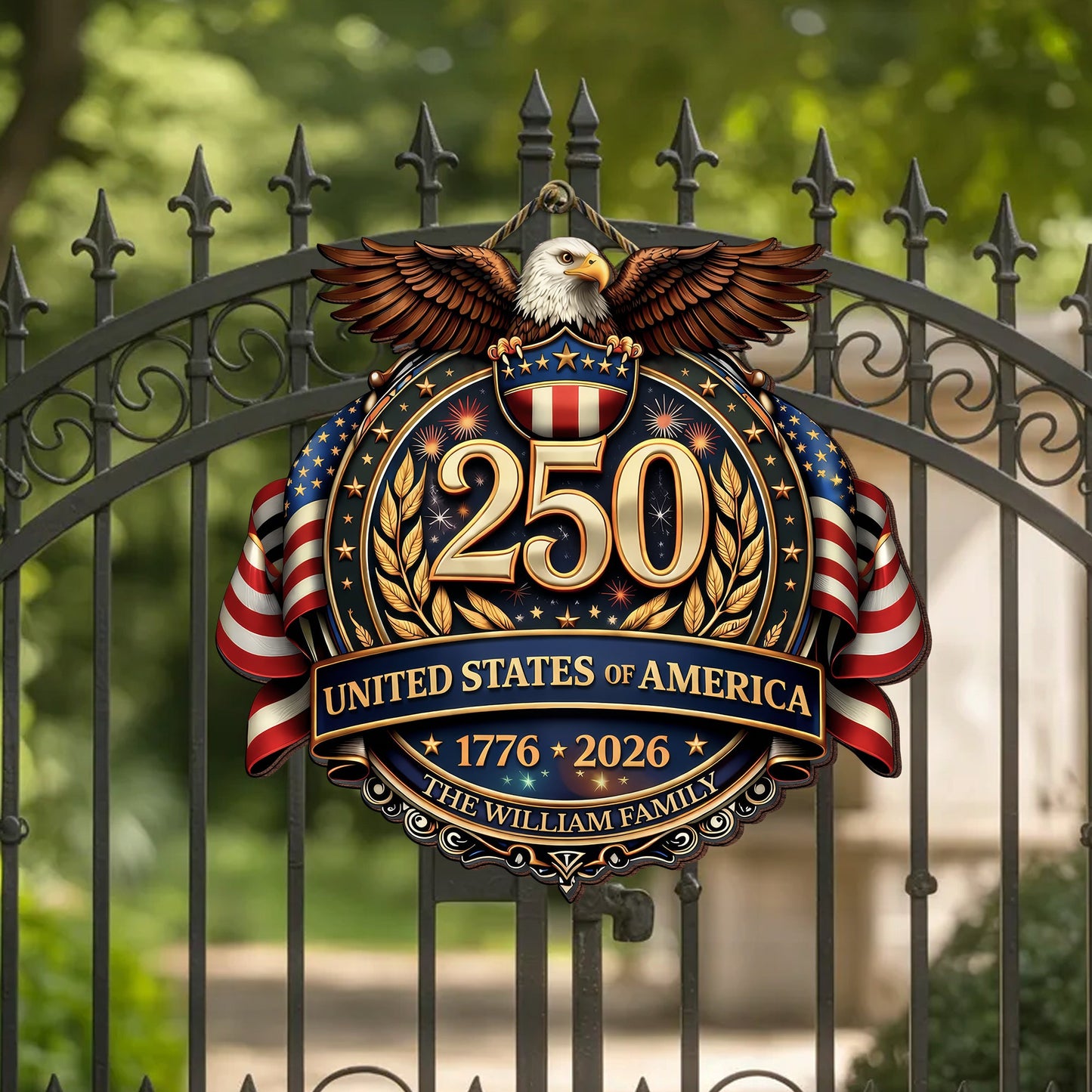 Custom Wood Sign - Personalized America 250th Anniversary Gifts For Mom, Dad, Brother, Sister, Kids