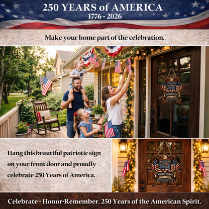 Custom Wood Sign - Personalized America 250th Anniversary Gifts For Mom, Dad, Brother, Sister, Kids - Built On Hope And Courage