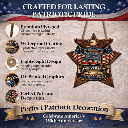Custom Wood Sign - Personalized America 250th Anniversary Gifts For Mom, Dad, Brother, Sister, Kids - Built On Hope And Courage