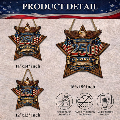 Custom Wood Sign - Personalized America 250th Anniversary Gifts For Mom, Dad, Brother, Sister, Kids - Built On Hope And Courage
