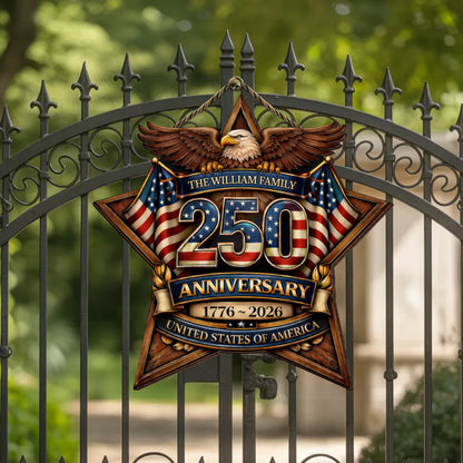 Custom Wood Sign - Personalized America 250th Anniversary Gifts For Mom, Dad, Brother, Sister, Kids - Built On Hope And Courage