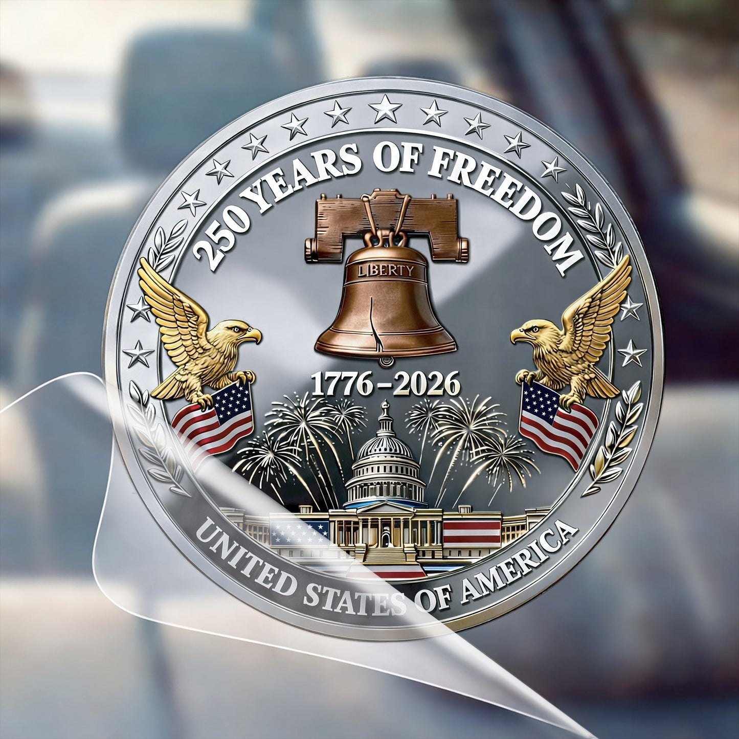 USA 250 Years of Freedom Decal – Capitol Building, Eagle, and Liberty Bell 1776-2026