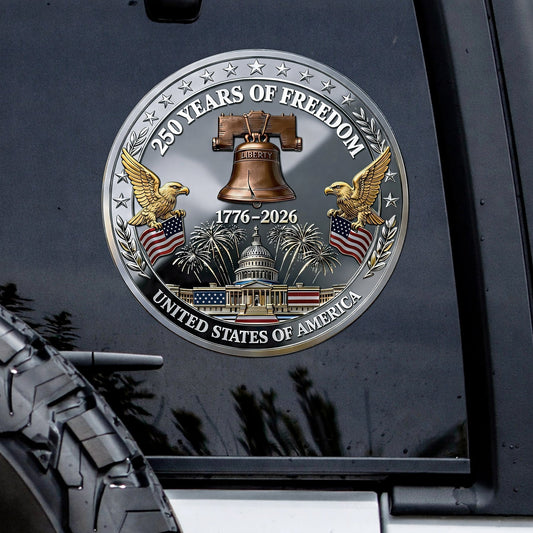 USA 250 Years of Freedom Decal – Capitol Building, Eagle, and Liberty Bell 1776-2026