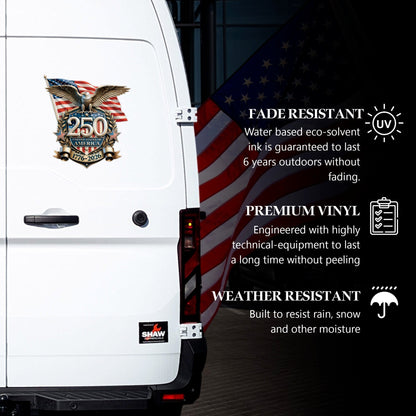 United States of America 250th Anniversary Decal – Eagle, Flag, 1776-2026 Sticker